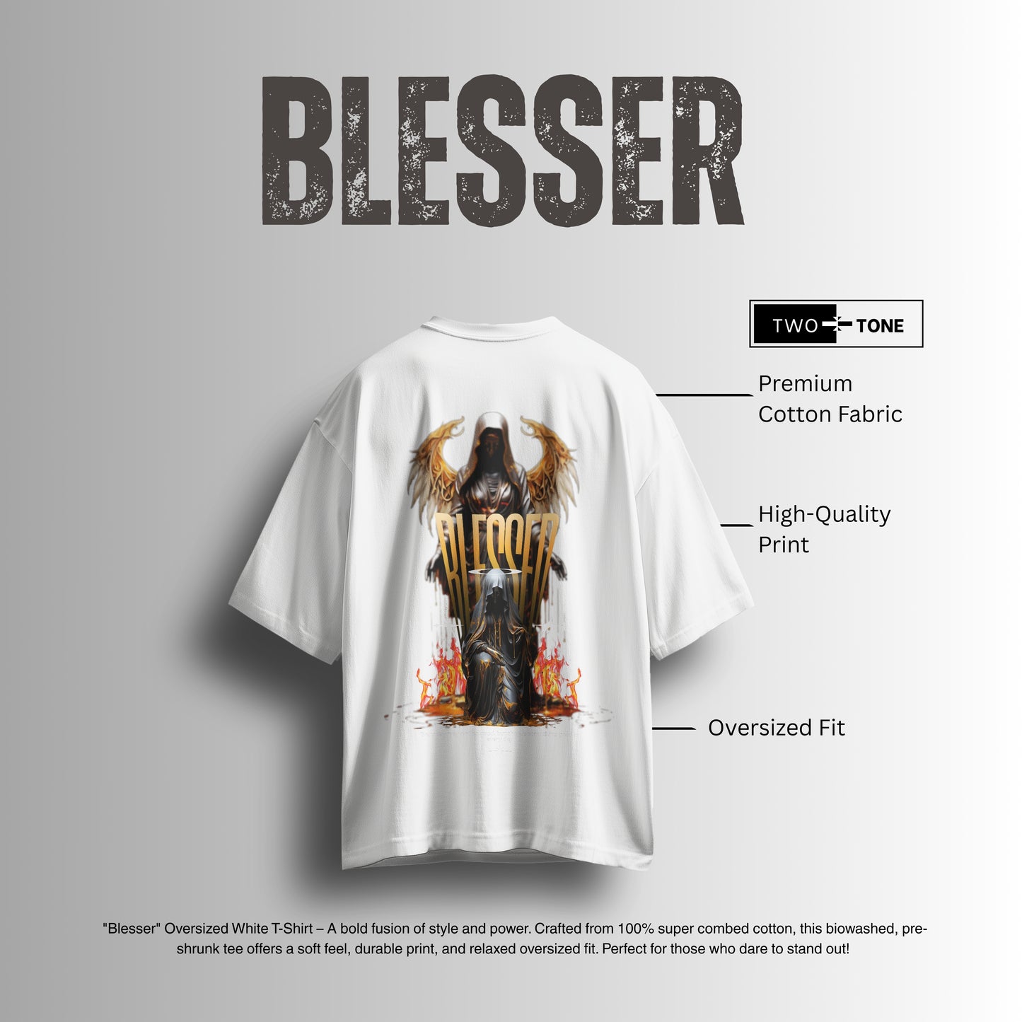 Oversized Graphic T-Shirt – Pure White Drop | Two Tone Trends