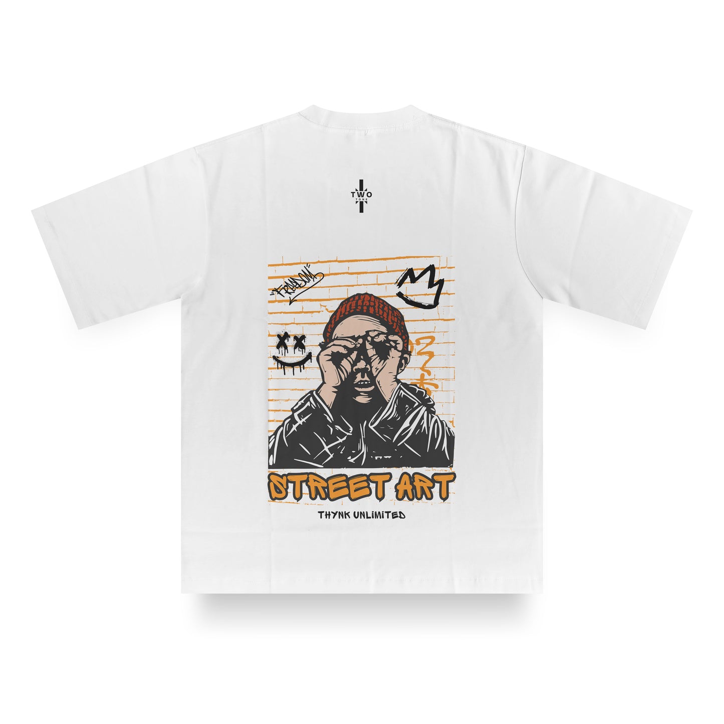 Street Art" Oversized White T-Shirt – Full Back Print (Unisex)