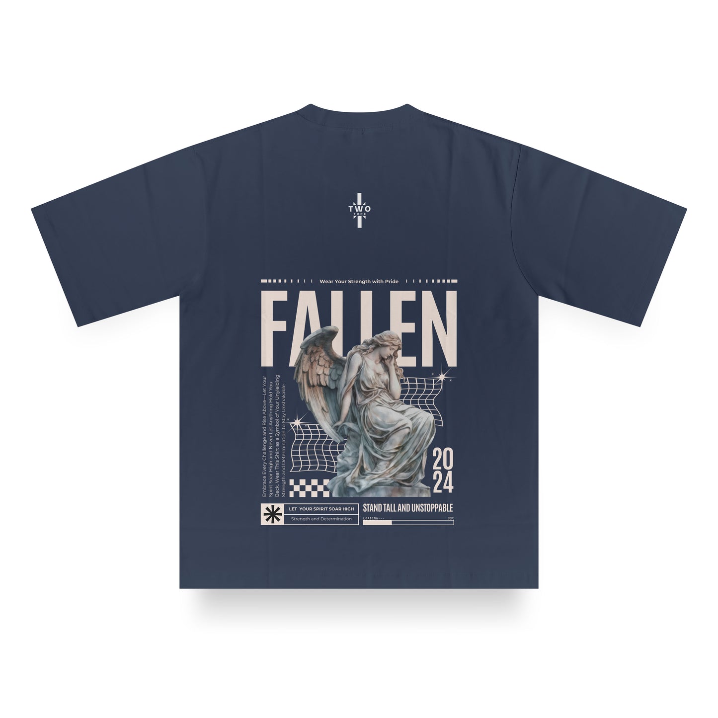 FALLEN 2024" Oversized Navy Blue T-Shirt – Full Back Print (Unisex)