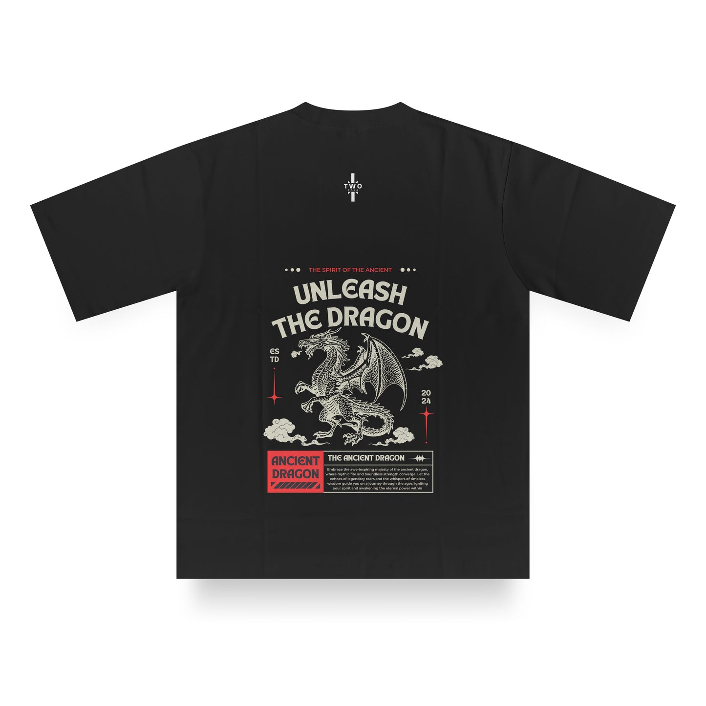 Unleash the Dragon" Oversized Black T-Shirt – Full Back Print (Unisex)
